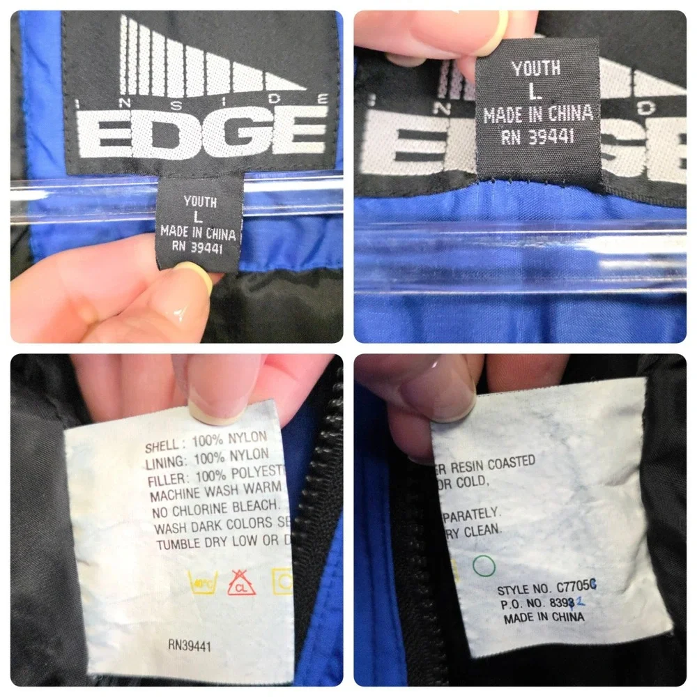 Vintage Inside Edge Ski Suit Youth L‎ Blue Retro Colorblock One Piece Snowboard